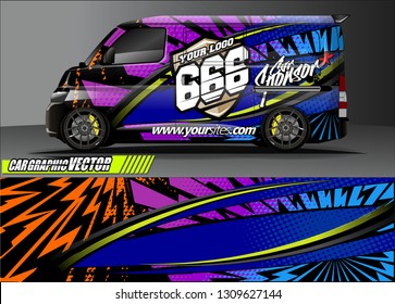 van wrap design. simple lines with abstract background vector concept for vehicle vinyl wrap and automotive decal 
