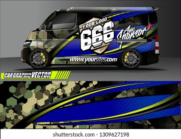 van wrap design. simple lines with abstract background vector concept for vehicle vinyl wrap and automotive decal 
