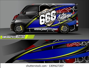 van wrap design. simple lines with abstract background vector concept for vehicle vinyl wrap and automotive decal 
