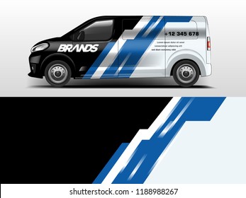 Diseño de envoltura de camioneta. Diseño de envolver, adhesivo y calcomanía para la empresa. Formato vectorial