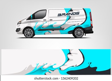 Diseño de envoltura de camioneta. Diseño de envolver, adhesivo y calcomanía para la empresa. Formato vectorial - Pasos 10 Vector