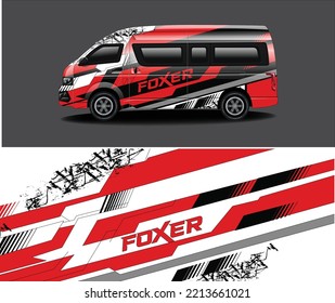 Diseño de envoltura de camioneta. Encajar. diseño de pegatinas y calcomanías