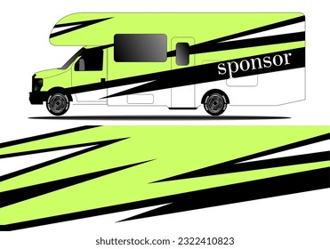 Diseño de envoltura de camioneta. Diseño de ajuste, pegatinas y calcomanías para el formato vectorial de calcomanías de coches de camper