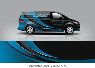 Diseño de envoltura de camioneta. Diseño de envolver, pegatinas y calcomanías para la empresa. Formato vectorial eps 10 dekal a1 