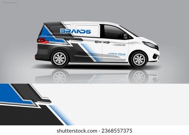 Diseño de envoltura de camioneta. Diseño de envolver, pegatinas y calcomanías para la empresa. Formato vectorial eps 10 dekal a1 