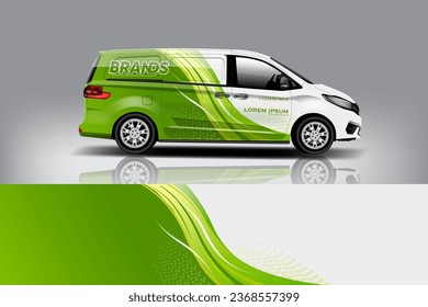 Diseño de envoltura de camioneta. Diseño de envolver, pegatinas y calcomanías para la empresa. Formato vectorial eps 10 dekal a1 