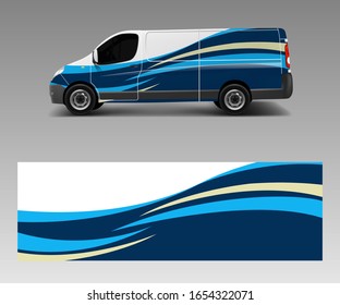 Van Wrap design template vector with wave shapes, decal, wrap, and sticker template vector