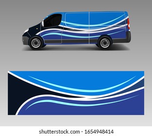 Van Wrap design template vector with wave shapes, decal, wrap, and sticker template vector