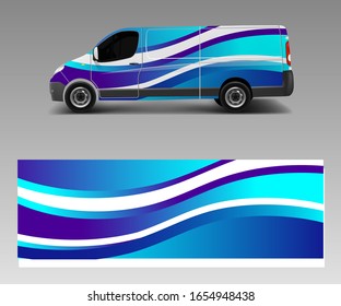 Van Wrap design template vector with wave shapes, decal, wrap, and sticker template vector