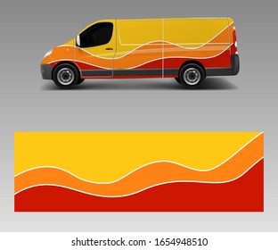 Van Wrap design template vector with wave shapes, decal, wrap, and sticker template vector