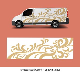 Van Wrap design template vector with wave shapes, decal, wrap, and sticker template vector