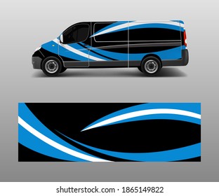 Van Wrap design template vector with wave shapes, decal, wrap, and sticker template vector