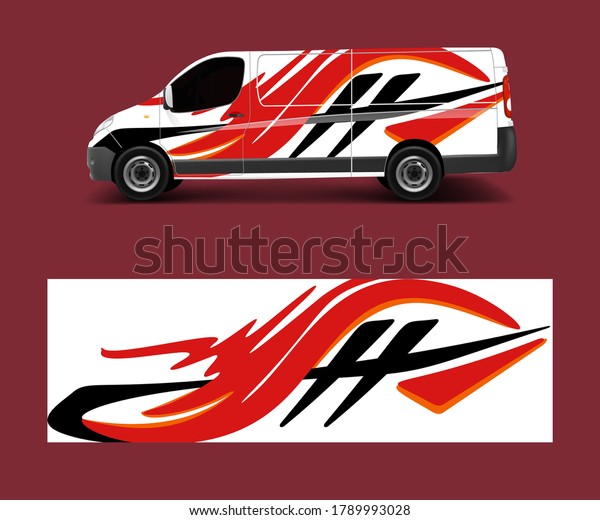 Van Wrap design template vector\
with wave shapes, decal, wrap, and sticker template\
vector