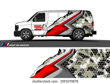Van wrap design vector. abstract background for vehicle vinyl branding
