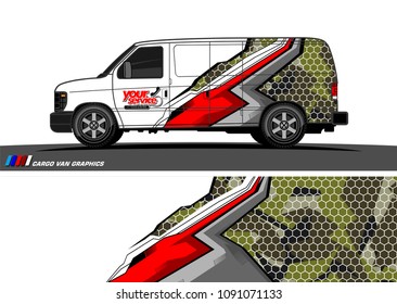 Van wrap design vector. abstract background for vehicle vinyl branding
