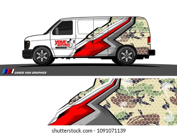 Van wrap design vector. abstract background for vehicle vinyl branding
