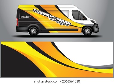 Van Wrap Design Vector . Company Background For Vehicle. Ready Print File and editable .