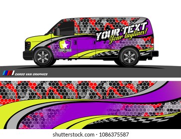 Van wraps design vector. abstract curved shape with camouflage background