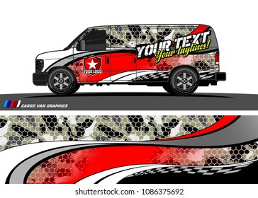 Van wraps design vector. abstract curved shape with camouflage background