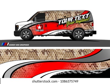 Van wraps design vector. abstract curved shape with camouflage background