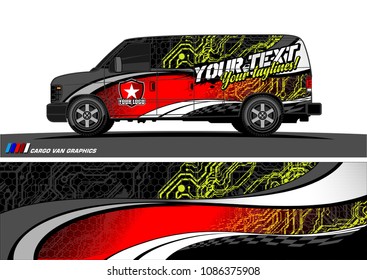 Van wraps design vector. abstract curved shape with camouflage background