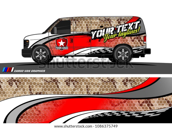 Van wraps design vector. abstract curved shape\
with camouflage background