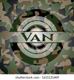 Van written on a camo texture. Vector Illustration. Detailed.