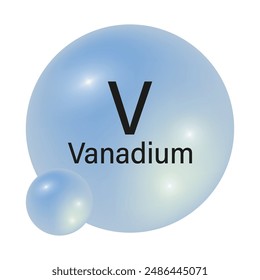 Vanadium element icon. V symbol. Blue gradient spheres. Vector illustration.
