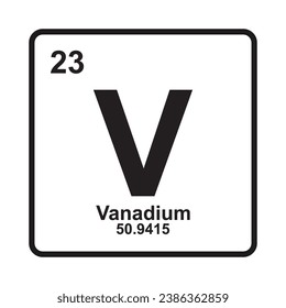 Vanadium icon, chemical element in the periodic table.