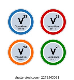 Vanadium icon set. vector illustration in 4 colors options for web design