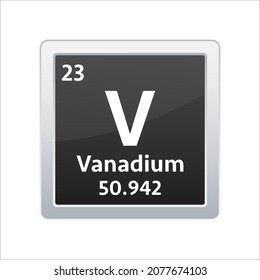 Vanadium symbol. Chemical element of the periodic table. Vector stock illustration