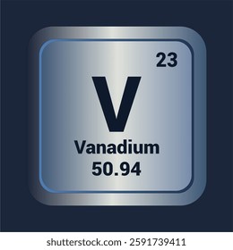 Vanadium V icon. Number Twenty Three. Mass 50.94 detail. Vector Background.