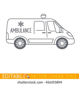 Van-based ambulance. Editable vector icon in linear style.