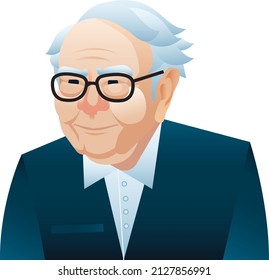 Vancouver, BC - Canada - Feb 22 2022: Portrait of Warren Buffett, Philanthropist, Investor and CEO of Berkshire Hathaway