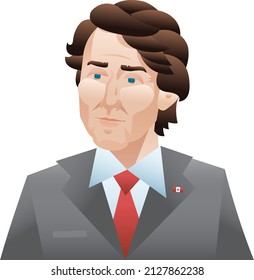 Vancouver, BC - Canada - Feb 22 2022: Portrait Of Justin Trudeau, Prime Minister Of Canada