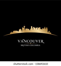 Vancouver British Columbia Canada city skyline silhouette. Vector illustration