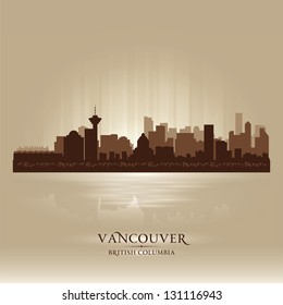 Vancouver British Columbia skyline city silhouette. Vector illustration