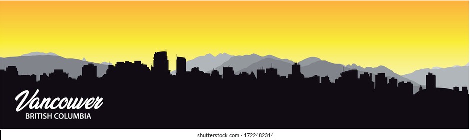 Vancouver britischer Kolumbien-Skyline-Silhouette-Hintergrund mit Stadtpanorama