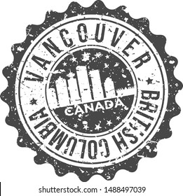 Vancouver Canada City Skyline. Silhouette City. Design Vector. Famous Monuments.