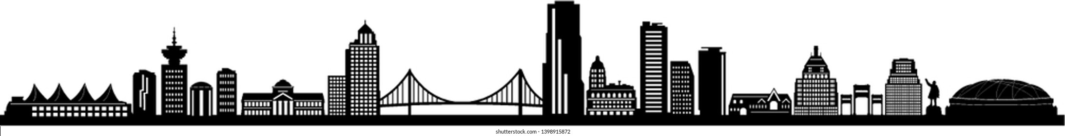 Vancouver Canada Silhouette Skyline Vector