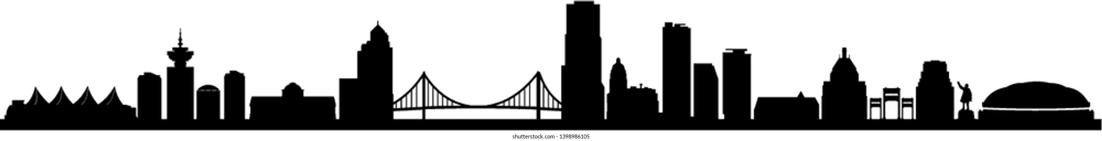 Vancouver Canada Silhouette Skyline Vector