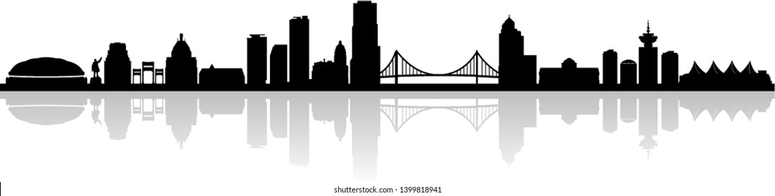 Vancouver Canada Silhouette Skyline Vector