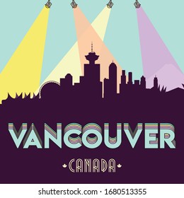 Vancouver Canada skyline silhouette flat design vector illustration