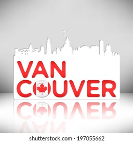 Vancouver Canada skyline silhouette vector design. Greeting card illustration.