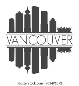 Vancouver Canada Skyline Vector Art Mirror Silhouette Emblematic Buildings 