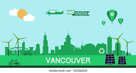 Vancouver Canada skyline vector design, green city concept