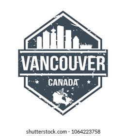 Vancouver Canada Travel Stamp. Icon Skyline City Design Vector.