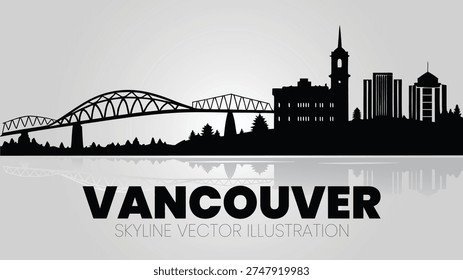 Vancouver city skyline silhouette vector art.