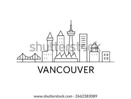 Vancouver city skyline vector on white background
Vector line city skyline