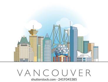 Vancouver City-Linie Art-Stil Vektorgrafik